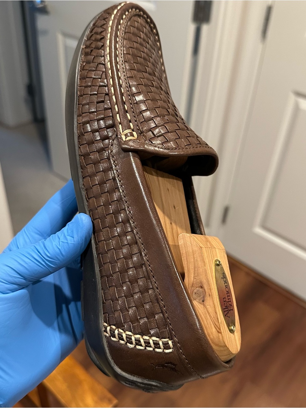 Tommy Bahama Men's Brown Woven Leather Slip-On Loafers - Picture 12 of 15